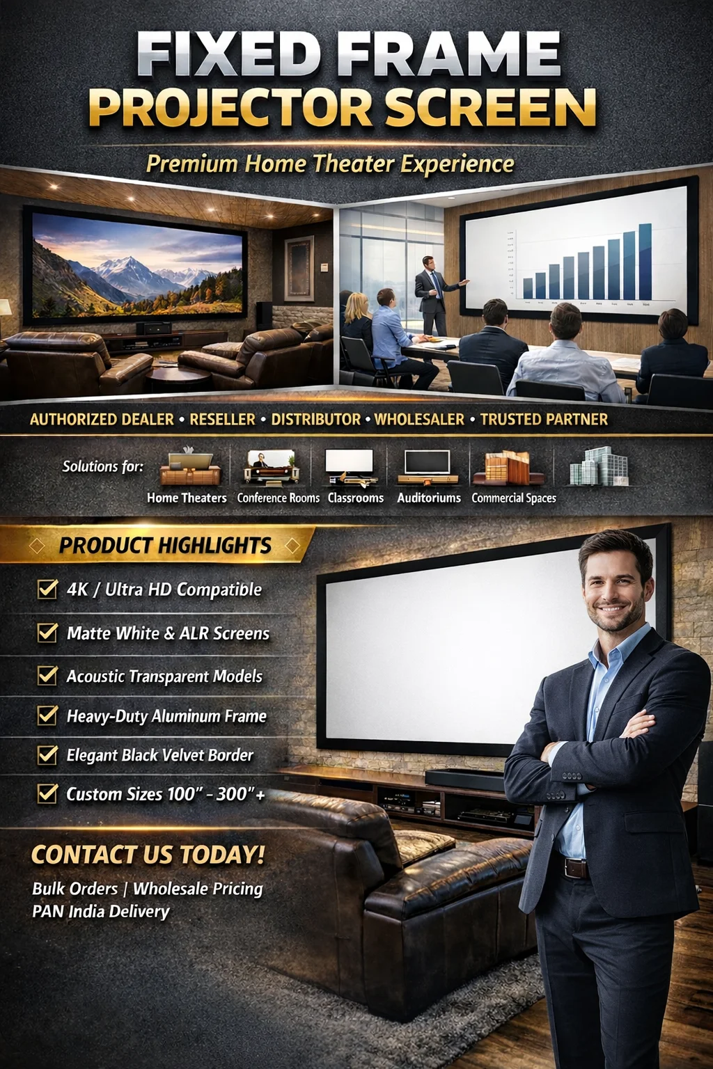 Premium Fixed Frame Projector Screens