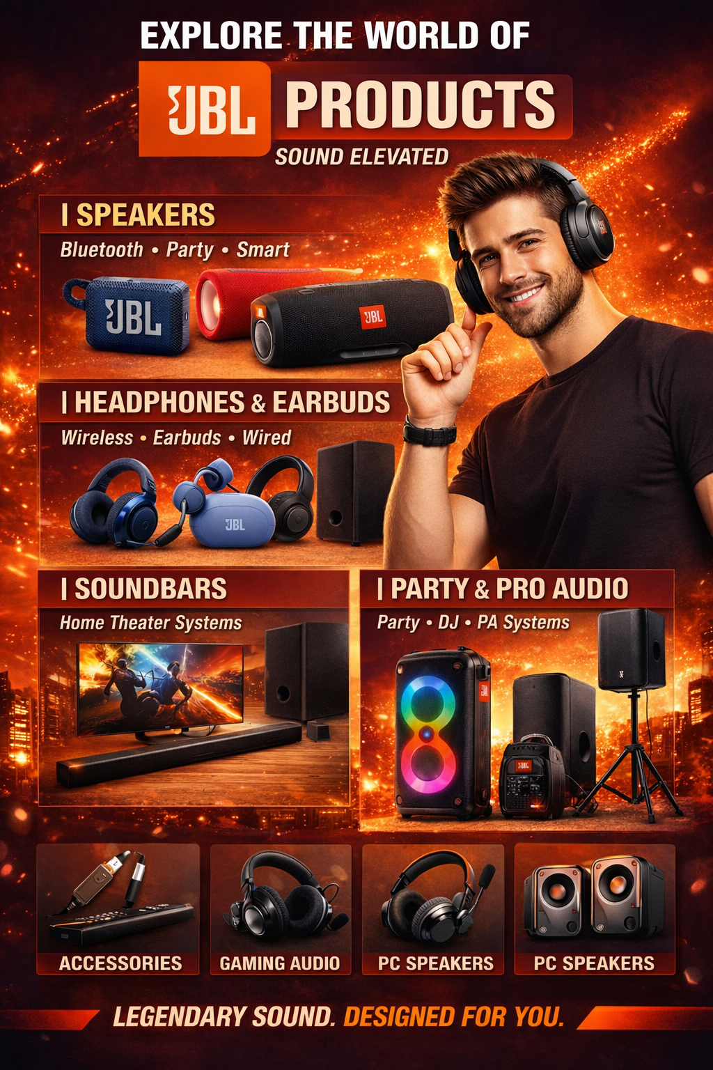 Powerful Portable Professional JBL Home Theatre Audio Solutions Dealer Delhi NCR with JBL Home Theatre