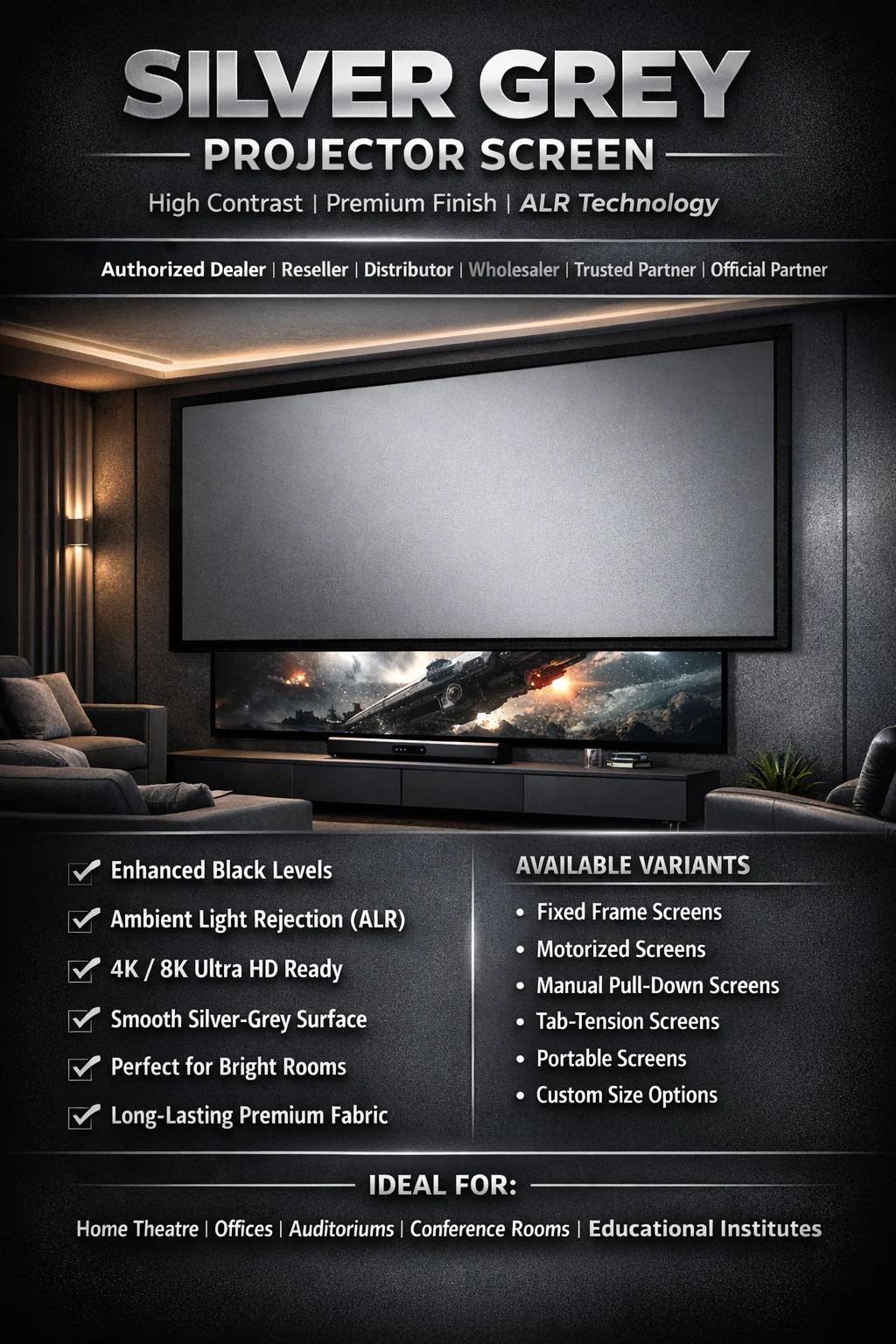 Barco Silver Grey Projector Screen Portfolio