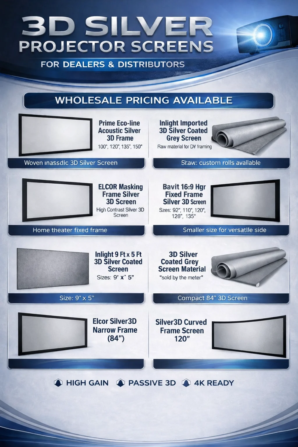 Best 3D Silver Projector Screen Supplier in India - Sunlite Systems